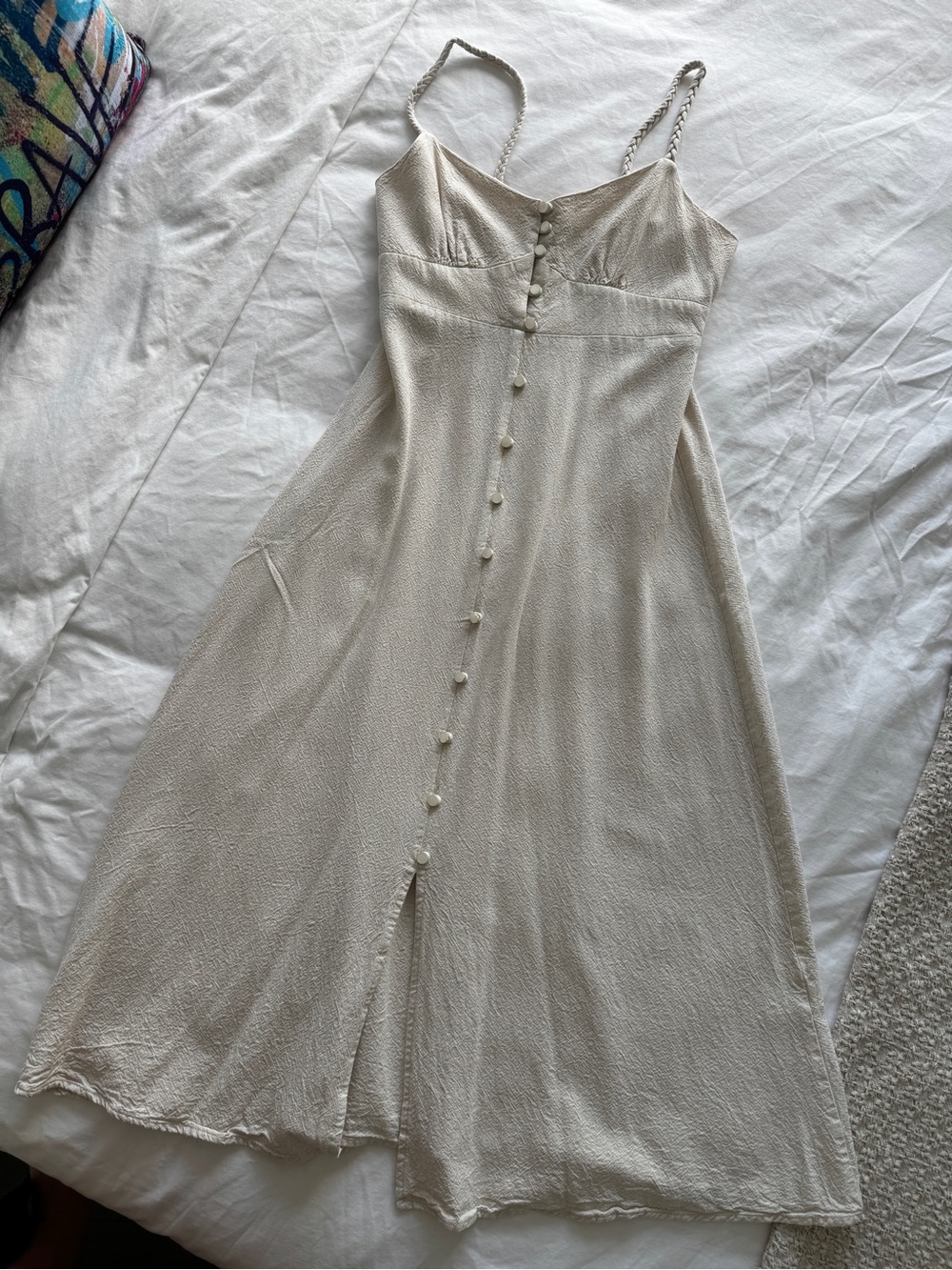 Ivory Button-Front Slip Style Dress